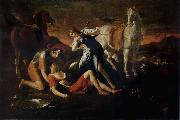 POUSSIN, Nicolas Tanecred and Erminia Spain oil painting artist